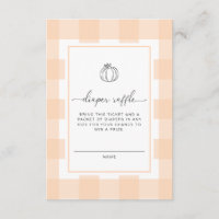 Fall Pumpkin Peach Gingham Diaper Raffle Ticket