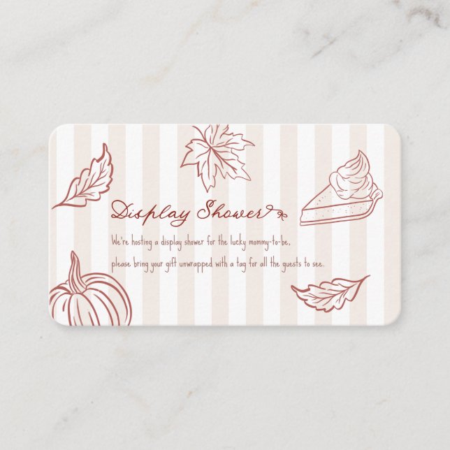 Fall Pumpkin Pie Display Shower Card | Rustic   (Front)