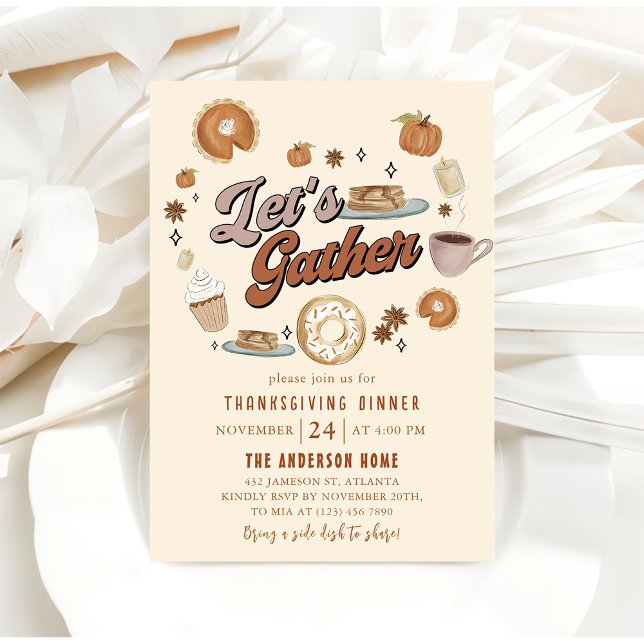 Fall Pumpkin Pie Thanksgiving Dinner Invitation (Creator Uploaded)