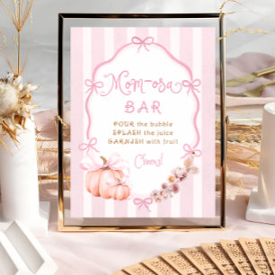 Fall Pumpkin Pink Girl Baby Shower Mum-osa Bar Poster