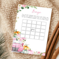 Fall Pumpkin Pink Truck Baby Shower Bingo Game