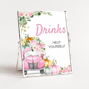 Fall Pumpkin Pink Truck Drinks Sign