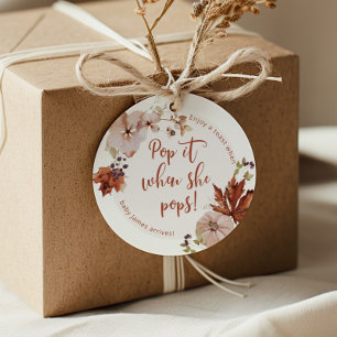 Fall  pumpkin Pop it when she pops baby shower Favour Tags