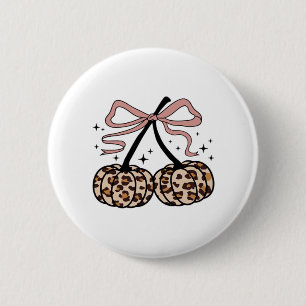 Fall Pumpkin, Pumpkin Cherries, Leopard Pumpkin, P 6 Cm Round Badge