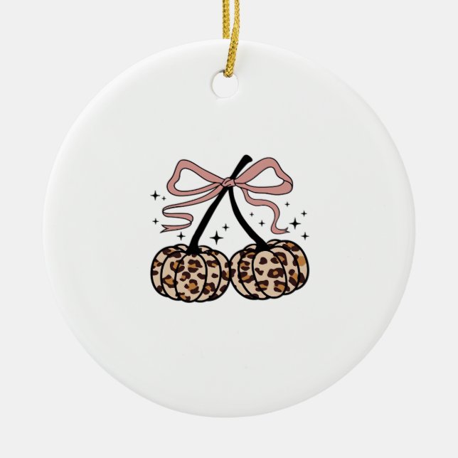 Fall Pumpkin, Pumpkin Cherries, Leopard Pumpkin, P Ceramic Tree Decoration (Front)