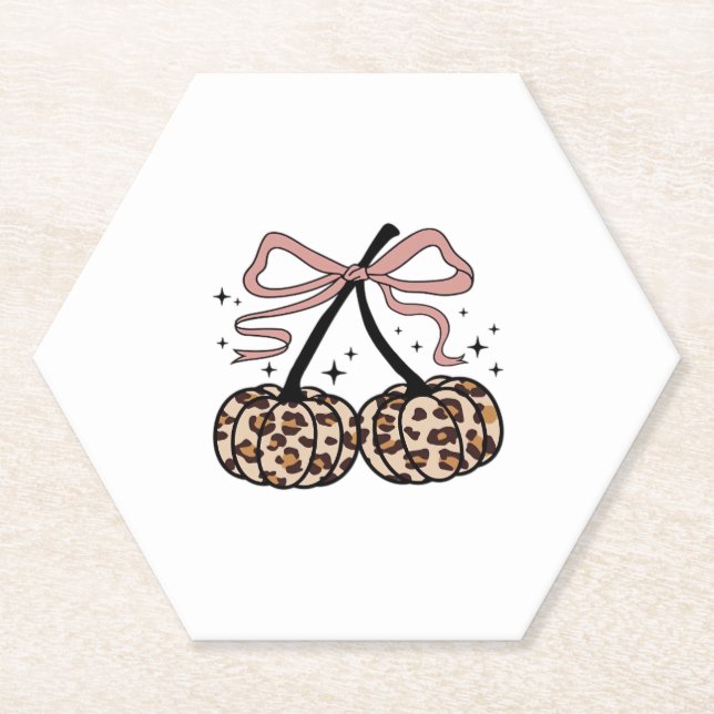 Fall Pumpkin, Pumpkin Cherries, Leopard Pumpkin, P Paper Coaster (Front)