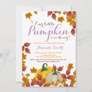 Fall Pumpkin Purple Girl Baby Shower invitation