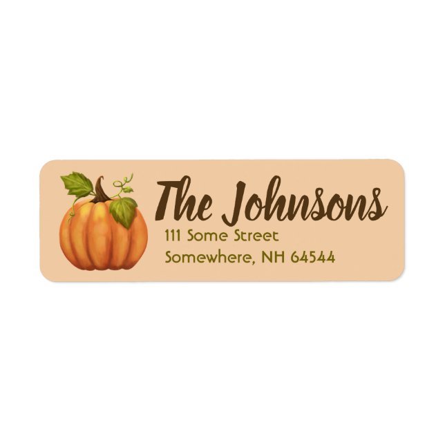Fall Pumpkin Return Address Labels Autumn (Front)