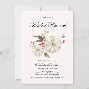 Fall Pumpkin Romantic Feminine Bridal Brunch Invitation