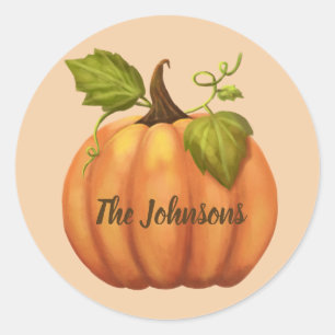 Fall Pumpkin Round Personalised Halloween Sticker