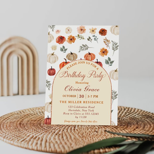 Fall Pumpkin Rustic Birthday Party Invitation (Creator Uploaded)