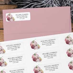 Fall Pumpkin Rustic Pink Watercolor Return Address