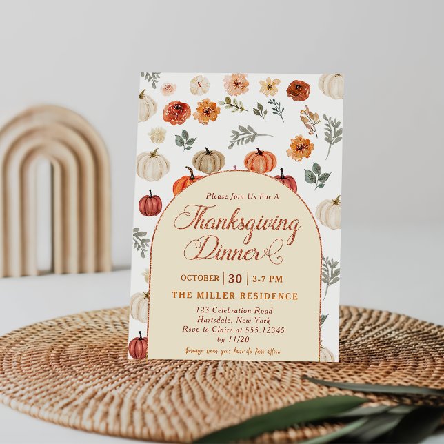 Fall Pumpkin Rustic Thanksgiving Dinner   Invitation (Creator Uploaded)