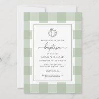 Fall Pumpkin Sage Green Gingham Baptism