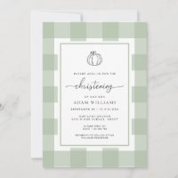Fall Pumpkin Sage Green Gingham Christening