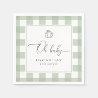 Fall Pumpkin Sage Green Gingham Oh Baby 