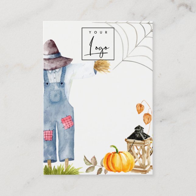 Fall Pumpkin Scarecrow Logo Blank Jewellery Displa Business Card (Front)