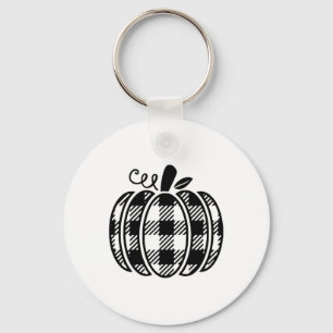 Fall Pumpkin Shirt Women's Halloween Buffalo Plaid Key Ring