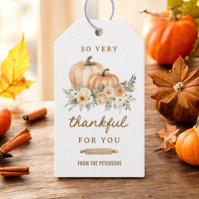 Fall Pumpkin So Very Thankful For You Thanksgiving Gift Tags (Creator Uploaded)