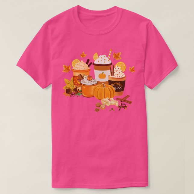 Fall Pumpkin Spice and Coffee Lover T-Shirt (Design Front)