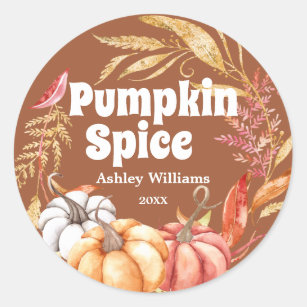 Fall Pumpkin Spice Autumn Gold TerraCotta Classic Round Sticker