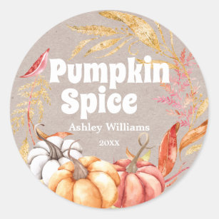 Fall Pumpkin Spice Autumn Kraft Paper Classic Round Sticker