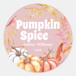 Fall Pumpkin Spice Autumn Pink Classic Round Sticker
