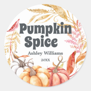 Fall Pumpkin Spice Autumn White Classic Round Sticker