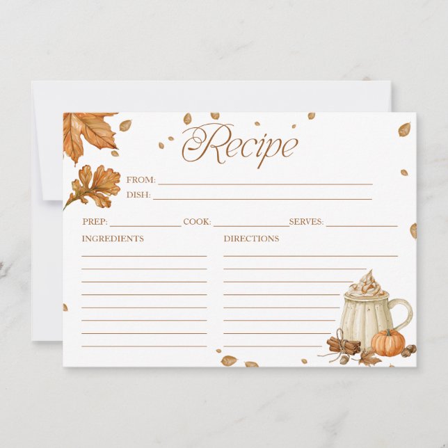 Fall Pumpkin Spice Bridal Shower Recipe Cards (Front)