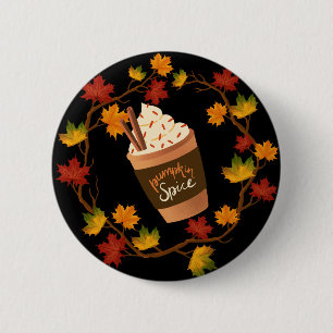 Fall Pumpkin Spice Coffee – Autumn Latte 6 Cm Round Badge