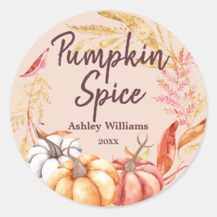 Fall Pumpkin Spice Gold Foliage Peach Dust Classic Classic Round Sticker