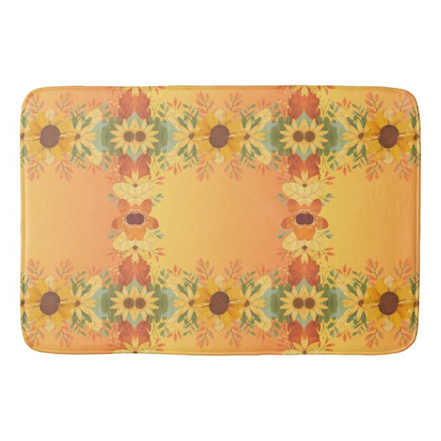 Fall Pumpkin Spice Halloween Thanksgiving Pumpkins Bath Mat (Front)