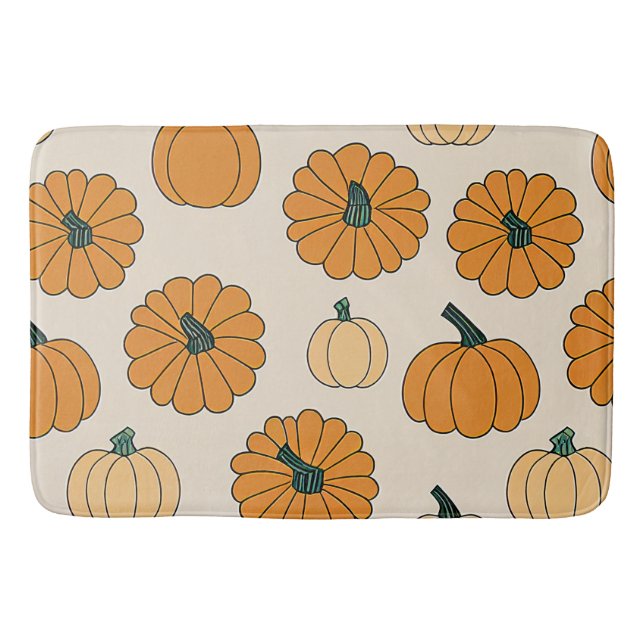 Fall Pumpkin Spice Halloween Thanksgiving Pumpkins Bath Mat (Front)