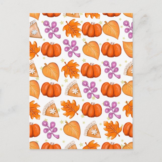 Fall Pumpkin Spice Halloween Thanksgiving Pumpkins Postcard (Front)