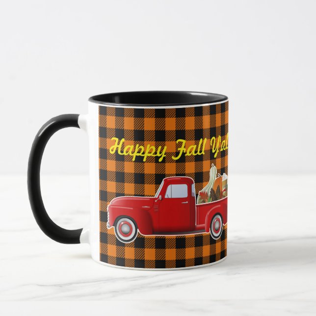 Fall Pumpkin Spice Latte Little Red Truck Mug (Left)