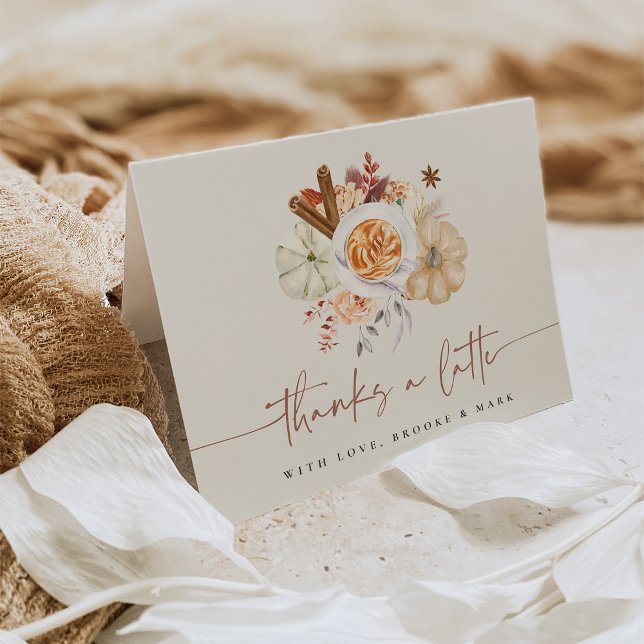 Fall Pumpkin Spice "Thanks a Latte" Thank You Card (Creator Uploaded)