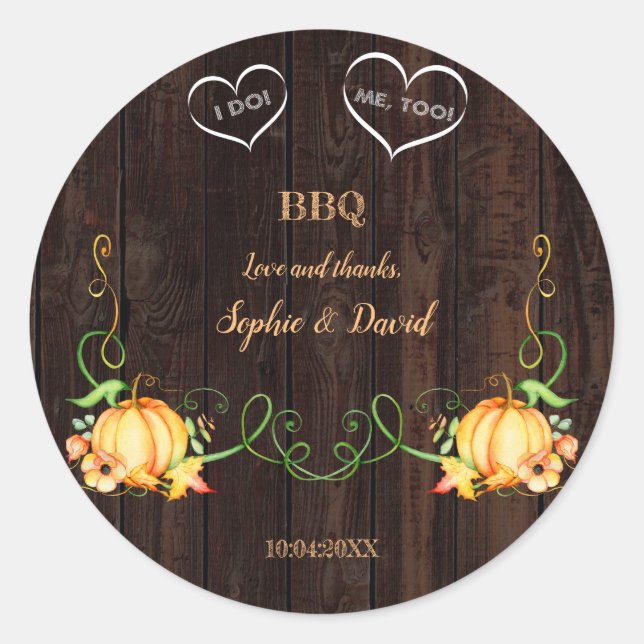 Fall Pumpkin String Lights Old Barn I DO BBQ Classic Round Sticker (Front)