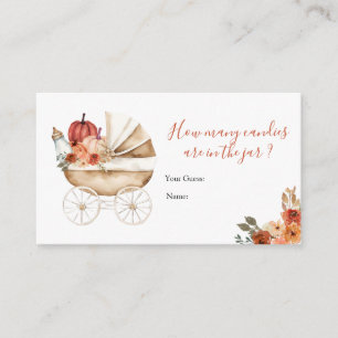 Fall Pumpkin Stroller Baby Shower How Many Candies Enclosure Card