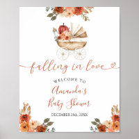 Fall Pumpkin Stroller Floral Baby Shower Welcome