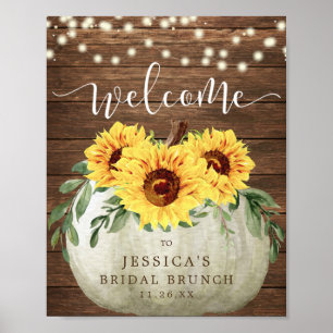 Fall Pumpkin Sunflowers Shower Welcome Sign
