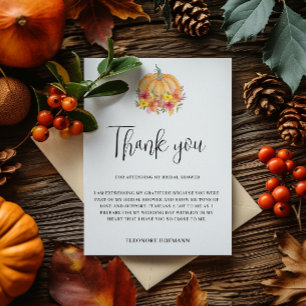 Fall Pumpkin Thank you Bridal Shower Card