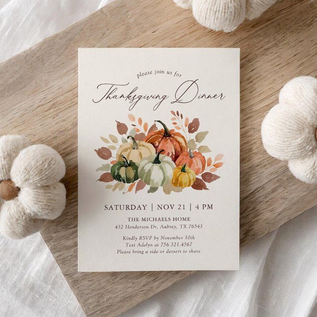 Fall Pumpkin Thanksgiving Dinner Invitation (Creator Uploaded)