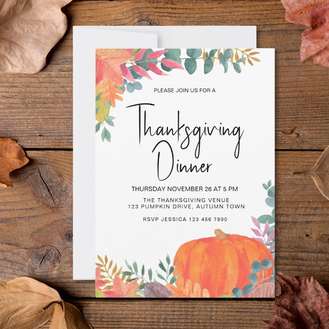 Fall Pumpkin Thanksgiving Dinner Invitation (Creator Uploaded)