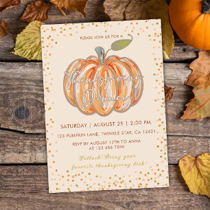 Fall Pumpkin Thanksgiving Dinner Party Invitation