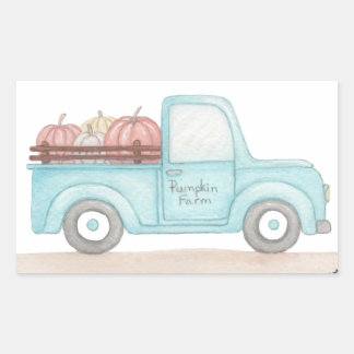 Fall Pumpkin Truck Rectangular Sticker