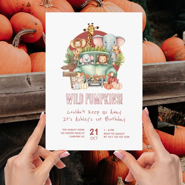 Fall Pumpkin Truck Safari 1st Birthday Invitation (Creator Uploaded)