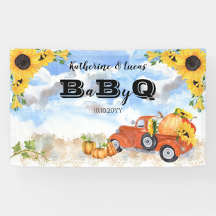 Fall Pumpkin Truck   Sunflowers Baby BBQ Shower Banner