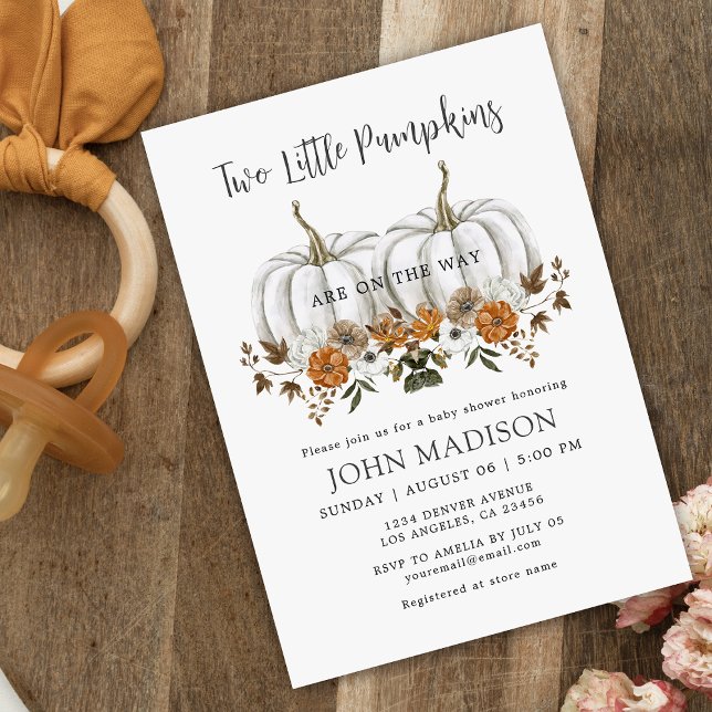 Fall Pumpkin Twin Baby Shower Invitation (Creator Uploaded)