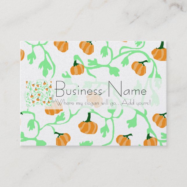 Fall Pumpkin Vines Pattern Business Card (Front)