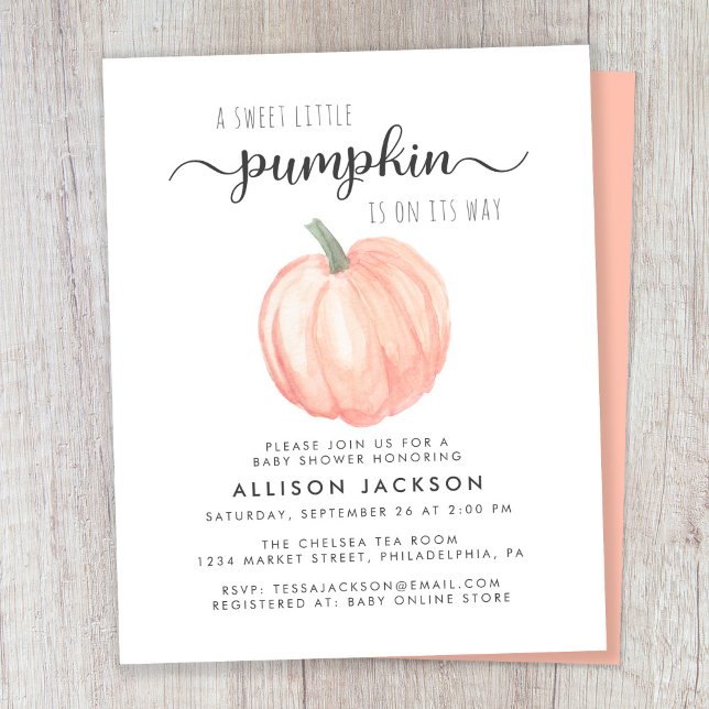 Fall Pumpkin Watercolor Baby Shower Invitation (Creator Uploaded)